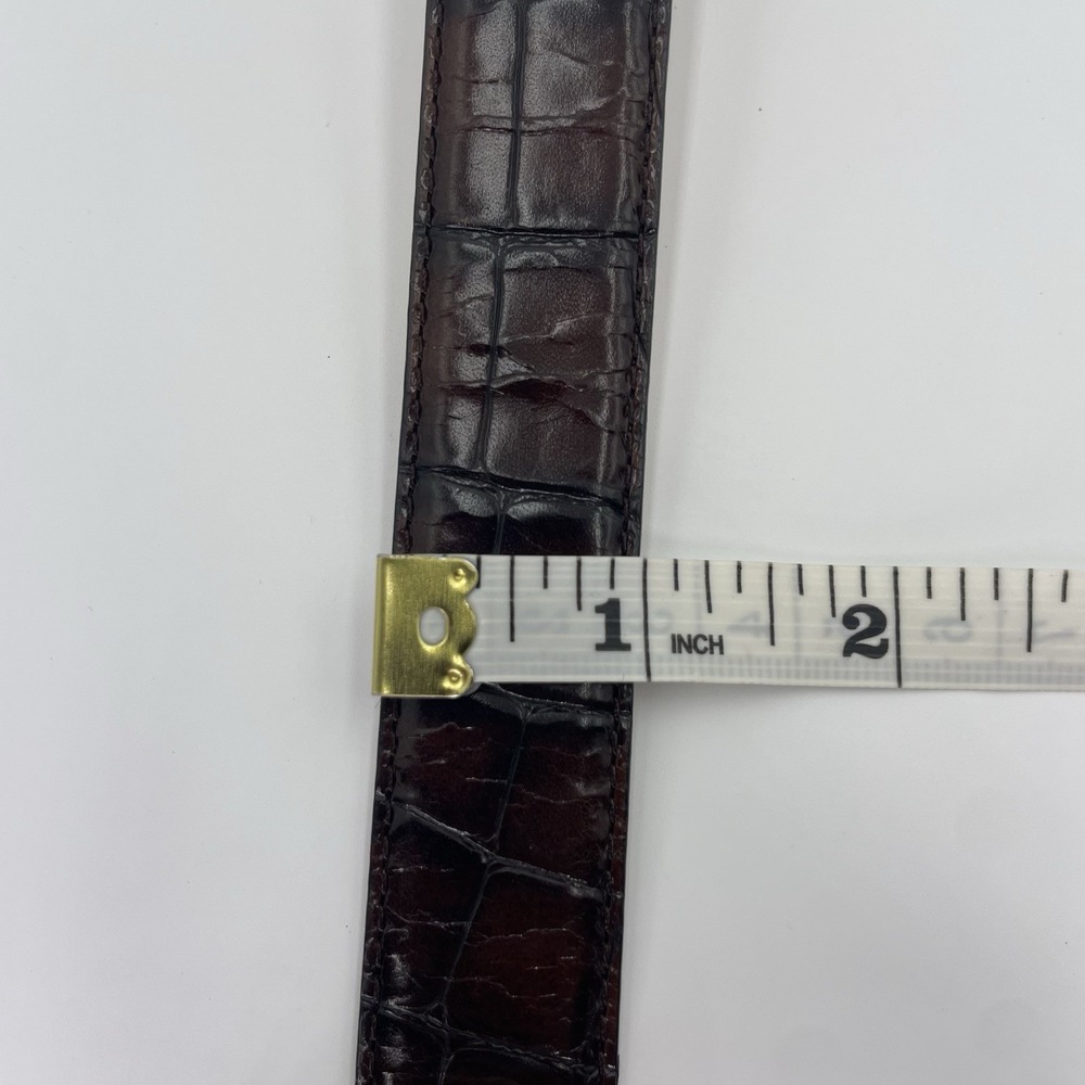 Fossil 90s Western Belt Brown Croc Leather Embossed  2-Tone Buckle Size Small - Picture 9 of 14